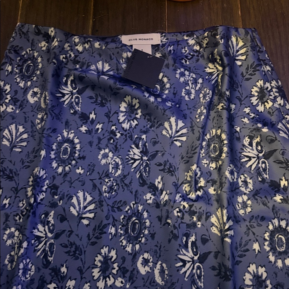 Club Monaco Blue Floral A-Line Skirt